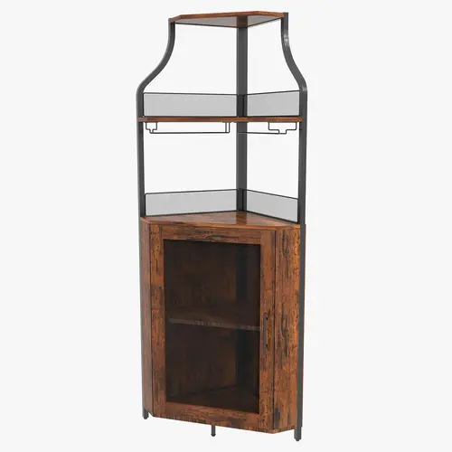 Garvee Corner Bar Cabinet Collection with LED Strips, Adjustable Shelves, Detachable Wine Racks, Glass Holders, Drawers, and Storage Shelves in Multiple Colors and Finishes for Small Spaces and Home Use