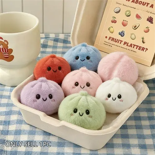 Dopamine Colorful Baozi Hanging Plush Toy, Soft Stuffed, Soft Fluffy Filled Fun Doll, Huggable Collectible, Kids Birthday Gift, Mother's Day, Halloween, Christmas Decoration