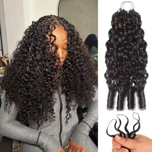 [HOT] Burmese Curly Crochet Hair Human Hair Extensions Miracle Knots Pre-Separated 50g/Pack (32-38 Strands Per Pack）– Knotless Boho Braids, 4-5 Packs for Full Head, Multiple Curly & Wave Textures Protective Hairstyles For Black Women, Weave Extensions, Bu