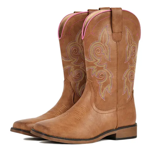 Cowgirl Boots For Women Western Boots Mid Calf Cowboy Boots  Pull On Fashion Embroidered  Retro Classic Country Boots