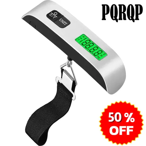 Fathersdaygift PQRQP Portable Digital Weighing Scale – 110lbs Hanging Tool with Backlit LCD Display, Strong Straps, Waterproof Design, Security Lock, Stainless Steel Hook, Car Tire Decals for Travelers & Travel Must Haves Traveling Gadgets, Compact