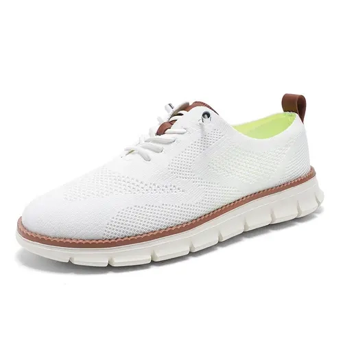 Unisex Low-Top Lace-Up Casual Trainers - Breathable Flyknit Mesh Fabric Surface, EVA Sole, Casual Wear Walking Shoes, Closed Round Toe Athletic Footwear