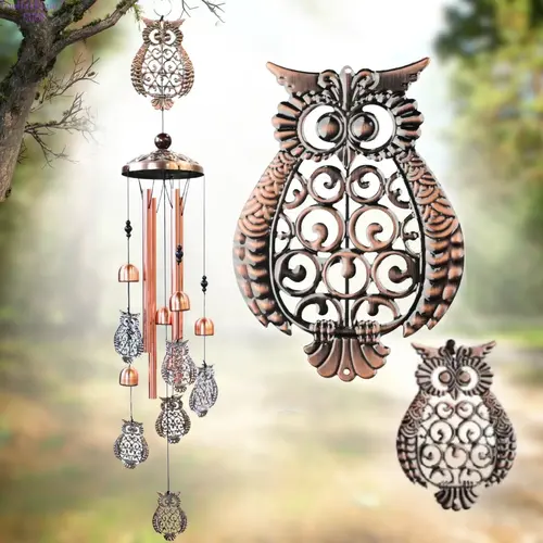 Aluminium Owl Wind Chime for Outdoor – Cute Animal Windbell Hanging Ornament, Melodic Clear Sound Decor, Weatherproof Durable Design, Perfect for Garden, Home, Yard & Patio Decoration, Ideal Festival & Memorial Sympathy Gift