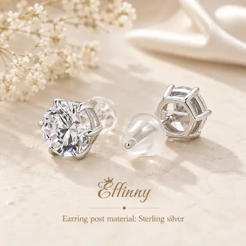 Effinny Blind Box 0.8ct*2pcs Round Cut Women's Mystery Stud Earrings, 5A CZ Random Earring for Anniversary, Wedding, Proposal