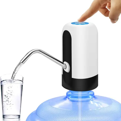 Water Dispenser for 5 Gallon Bottle, Portable USB Charging Electric Water Pump, Food Grade Silicone Hose, Stainless Steel Spout - 30-40 Days Battery Life, Drinking Water Jug Pump for Home, Kitchen, Living Room, Office, Camping, Universal for 3-5 Gallon