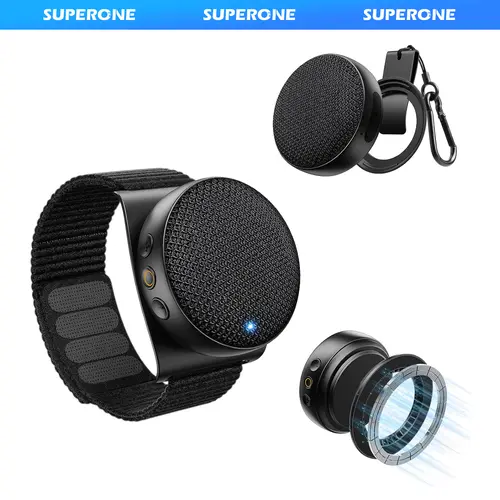 SUPERONE 2026 Upgraded 4-in-1 Portable Wearable Bluetooth Speaker - Stereo Audio, Hi-Fi Sound, TWS, Compact, IPX7 Waterproof, Dustproof, USB Type-C, Hang Clip, Wrist Watch, Hang Hook, MagSafe Stand for Running, Outdoors, Portable Speakers