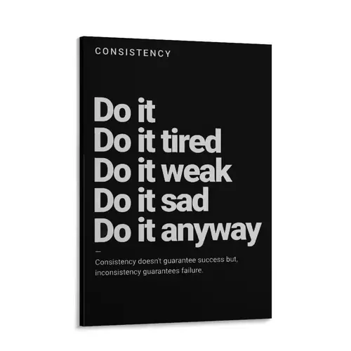 Viokalt Consistency "Do It Anyway" Canvas Poster, Motivational Gym Fitness Wall Art, Home Decor for Living Room & Bedroom, Statement Art Decoration