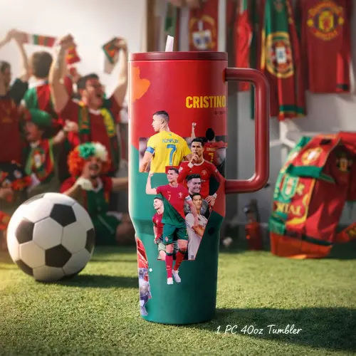 1 Pc 40oz insulated tumbler with handle and straw, double wall vacuum mug, Vacuum Flask, leak proof lid, keeps hot 12h cold 24h, large capacity travel mug, football fan gift, sports tumbler for men women, game day cup, hot cold drinks, holiday gift idea