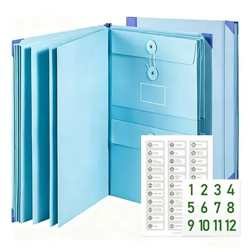 summerwins Accordion File Organizer - Expandable Design with Index System, A4 Size for A4 Documents, Labeled Pockets, Manila Folders, Important Papers, Office Filing Storage Supplies for Enhanced Organization