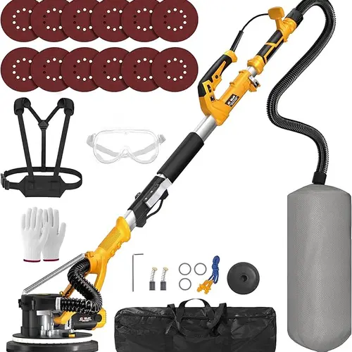 GEVEELIFE Foldable Wall Sander, Electric Drywall Sander with 13000Pa Vacuum Suction - 120° Pivoting Head, Ergonomic Handle, LED Light, Dust Bag - Ceiling & Wall Tool, Power Tool Gift for Dad, Tools