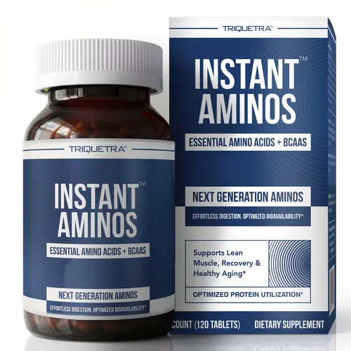 Instant Aminos Tablets - EAA+BCAA - 10 Essential Amino Acids Supplement - Rapid Absorption, No Digestion Required - Supports Lean Muscle, Recovery & Aging - 321% DIAAS Protein Score (1 Month)