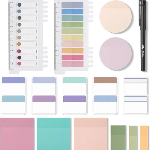 Mr. Pen Transparent Adhesive Sticky Note Set - 1000 Colorful Sheets with Adhesive Backing, Different Sizes, Productivity Essential Tool, Giftable Back to School Office Stationery Desk Accessory