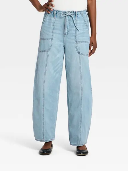 Women’s High-Rise Drawstring Soft Utility Jeans - Universal Thread