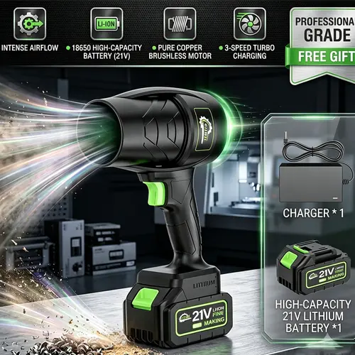 Portable Multifunctional Turbo Jet Blower - Handheld Cordless Rechargeable Lithium Batteries Power Tool, Powerful Adjustable for Fast Dust Removal, Yard Clearing, Great for Garage, Yard & Workshop, Home & Outdoor Use