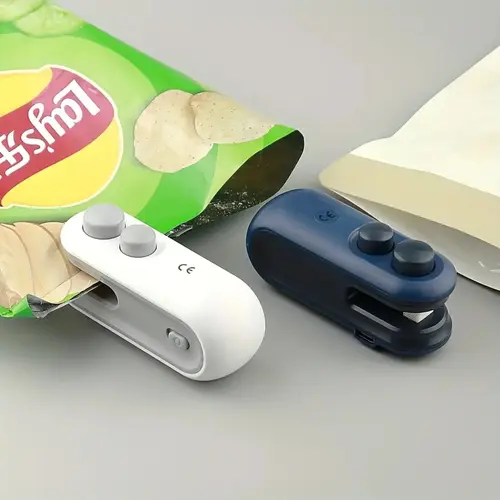 Portable Electric Plastic Heat Sealer, Mini USB Rechargeable Two-In-One Snack Bag Sealer, Compact Food Preserver Sealing Machine for Travel.