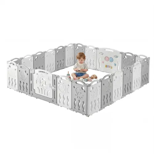 [SummerWins] ALBOTT Baby Fence Kid Playpen 14/18/22 Panel Play Yard - Foldable Kids Safety Activity Center Playard Safety Lock Gate, Adjustable Shape, Portable Design for Indoor and Outdoor, Mothersdaygift