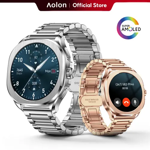 Aolon Cube Smart Watch - Premium All-Metal Wearable Tech Device, AMOLED AOD Display, Bluetooth Calls, Sleep & Calorie Tracking, 140+ Sports Modes, Fast Charging, 20-Day Battery, AGPS, IP68/1ATM Water Resistant, Music Player, for Work Use