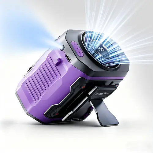 HOOYS USB Charging Cooling Fan - Rechargeable Handheld Portable Adjustable Fan with 199-Speed, Waist Clip, Flashlight, Power Display, Multifunctional for Outdoor Camping, Indoor Use, Adjustable Fans,back to school,back to school haul