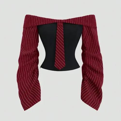 Women's Comfortable Striped Patchwork Slim-Fit Casual Short Blouse for Daily Commute Casual Daily Tops