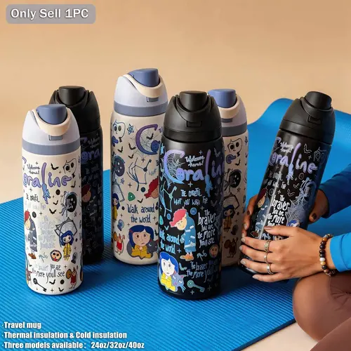 24oz to 40oz Double Wall Insulated Reusable Vacuum Insulated Stainless Steel Water Bottle with Straw Lid, Thermal Portable Drink Bottle for Sports Travel Office & Gift, Drinkware