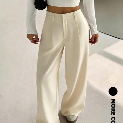 Women's High-End Elegant Business Casual Style Wide Leg Pants, Four Seasons Female Clothing, Stylish and Comfortable, Perfect for Office and Leisure, Bottoms