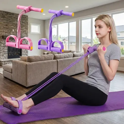 6-Tube Resistance Band Set with Foot Pedals, Portable Exercise Bands, Compact Lightweight Workout Equipment for Home Gym & Travel, 16.53in L x 9.64in Exercise Gear for Training