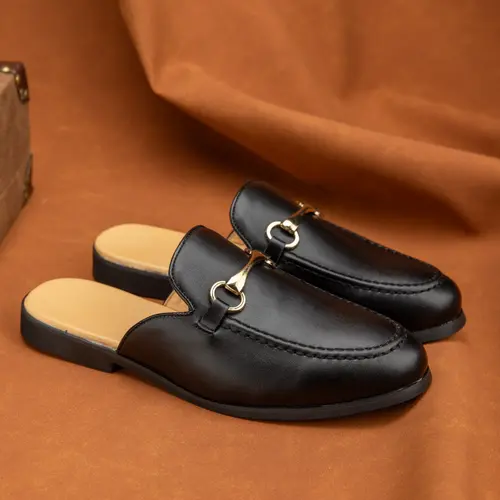 Men's Slip-On Sandals, Casual Fashion Half-Enclosed Toe Slippers, Comfortable One-Step on Men's Shoes, Trendy Footwear for Daily Wear, Slip On Mules, Streetwear Mules