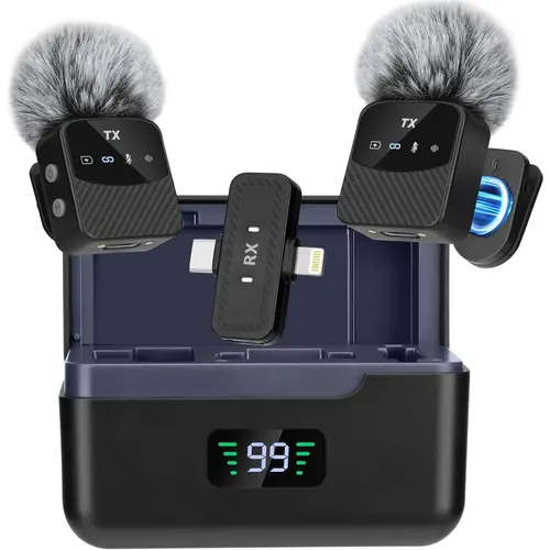 Wireless Lavalier Microphone for iPhone/Android, Magnetic Mini Mic with Noise Reduction, 25H Battery Life with Charging Case, Lavalier Mic for TikTok, LIVE & Interviews