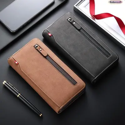 Men's Zippered Business Style Wallet - Large-Capacity Card Holder with Multiple Slots, Stylish Multi-Function Organizer for Travel and Daily Use