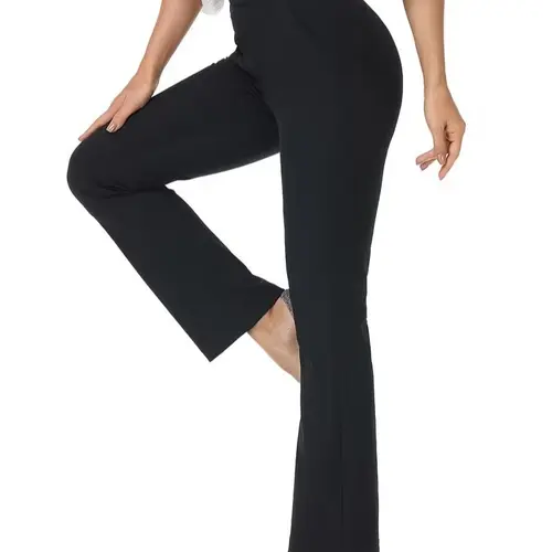 Women's High Rise Flare Leggings, Tummy Control Butt-Lifting Polyester Yoga Pants with Pockets for Gym and Everyday Wear, Everyday Active tiktokshopbacktoschool,back to school,back to school haul