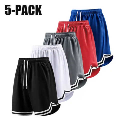 Men’s summer athletic shorts for basketball/soccer, drawstring design, stretchy mesh fabric, quick-drying, knee-length, mid-rise waist, drawstring tie, summer vibe