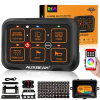 AUXBEAM AR-600 RGB Backlight 6-Gang Rocker Switch Panel, Bluetooth Adapter with Toggle, Momentary, Pulsed Modes, 1s Blind Toggle, Group Control, Waterproof Offroad Light Controller for Truck, ATV, Ip65 Rated