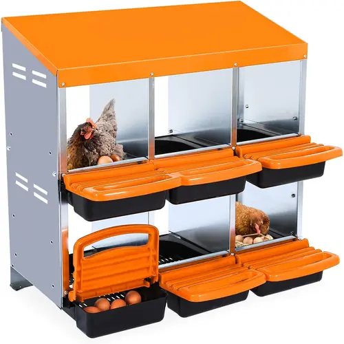 GARVEE 6/8/10-Hole Chicken Nesting Box with Removable Lid, Metal Chicken Coops with Roll Away Design/Easy Egg Collection/Ventilation Holes, for Chickens Coops, Duck and Hens
