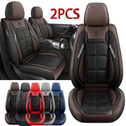 Luxury Waterproof 2PCS Car Seat Cover - PU Leather Full Coverage Protection for Driver & Passenger Seats - Stain & Scratch Resistant - All Seasons Use, Seat Protectors Cushion, Auto Accessories