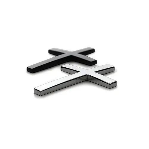 2-Pcs Religious 3D Christian Cross Car Stickers, No Drill Vehicle Exterior Decoration, Windshield Stickers for Cars SUVs Motorcycles, Fits Emblems Badges, Adds Spiritual Statement, No Warranty