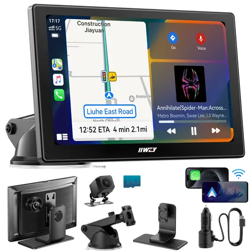 【Tool Upgrade】IIWEY iK5 9" Wireless Apple CarPlay & Android Auto Screen, Portable Car Stereo with 4K Dash Cam & 1080p Backup Camera, Add CarPlay to Any Vehicle, Touchscreen, Mirror Link Car Video Players Car Tv Stick Wifi Car Dvr sohochic, #tool upgrade