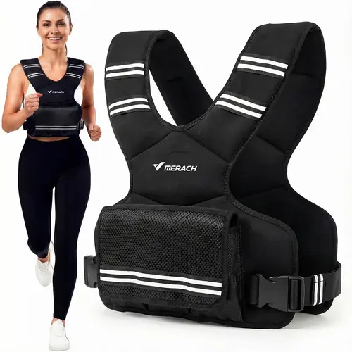 Merach Adjustable Weighted Vest 4–10 lbs with Removable Weight Packs, Lightweight Training Vest with Secure Fit for Walking, Running, Strength Training & Home Workouts BackToSchool