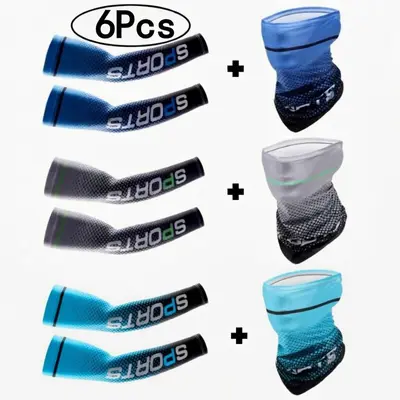 Full Protection Cooling Arm Sleeves & Neck Gaiter Set - Breathable Face Mask for Fishing, Cycling, & Outdoor Sports