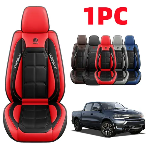 1PC Truck & Car Interior Accessory Car Seat Cushion - Waterproof, Wear-Resistant PU Leather Single Front-Row Full-Enclosing Scratch-Resistant All-Season, Full Enclosure