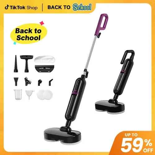 [BackToSchool] EM-519 Lightweight Multi Surface Steam Mop & Steam Machine, 10-in-1 Antibacterial Household Cleaner, 3 Adjustable Levels, Fast Heat-Up, Grease/Grime Removal, for Kitchen Surfaces, with Customer Service