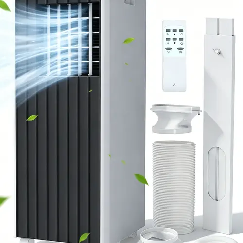 Garvee 8000 BTU Portable Air Conditioner, 3-in-1 Cooling, Dehumidifying & Fan for Rooms Up to 350 Sq. Ft | Quiet Sleep Mode | Energy-Saving 24-Hr Timer | AC Unit w/Remote & Full Window Kit, Black