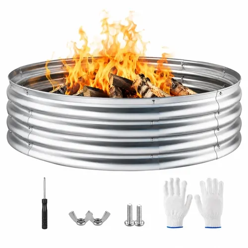 【toolupgrade】ARTFLAMM Galvanized Fire Pit Ring for Outside Wood Burning, Heavy Duty Wood Burning Fire Pits&Outdoor Fireplace, Heat Resistant Campfire Ring with Spark Guard, for Outdoor Backyard, Patio & Camping Use  #toolupgrade