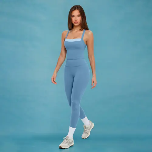 MFVIM Women's 2-Piece Athletic Chic Gym Workout Apparel Set - Crisscross Back Tank Top, High-Waisted Solid Pants, Casual Women's Clothes for Fitness, Yoga