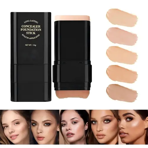 Hydrating Foundation & Concealer Stick, Dual-Ended Longwear Cover Cream for a Flawless Finish, Waterproof & Transfer Proof for All Skin Types, Hydrate, Cover Cream Stick, Flawless Coverage Foundation, Moisturizing Concealer Stick
