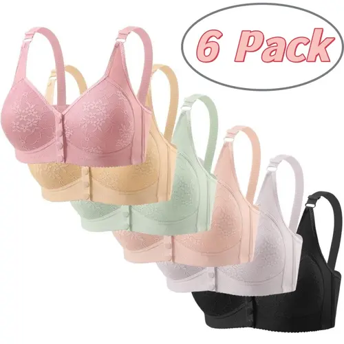 Women's Multi-Function Wire-Free Push-Up Innerwear Set - 3-Pack/6-Pack Cotton Bras & Underwear for Women, Luxury Front Closure, Thin Fixed Cups, Breathable Adjustable Mom Tank Lingerie for Daily Wear - YY