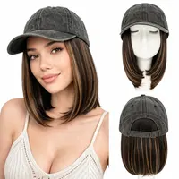 SEGOHAIR Women's 6 Inch Baseball Cap Full Wig, Matte Heat Resistant Straight Hair, Short Straight Hair Extensions For Ladies, Adjustable Hat Size, Soft & Breathable Lazy Daily Wig