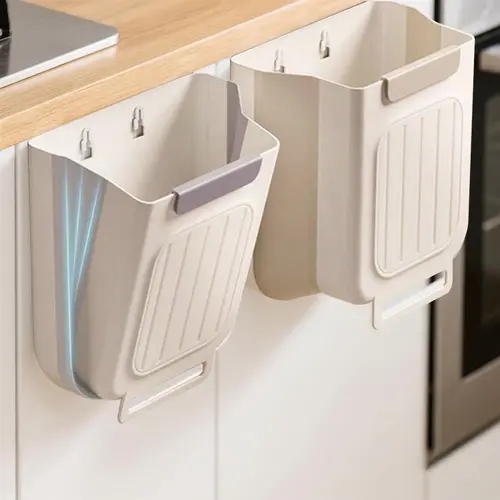 Foldable Kitchen Trash Can Hanging – 2.6 Gallon Cabinet Garbage Bin, Space Saving Waste Bin with Leak Proof Design, Plastic Trash Can for Kitchen, Bathroom, RV tiktokshopspringglowup gift mom