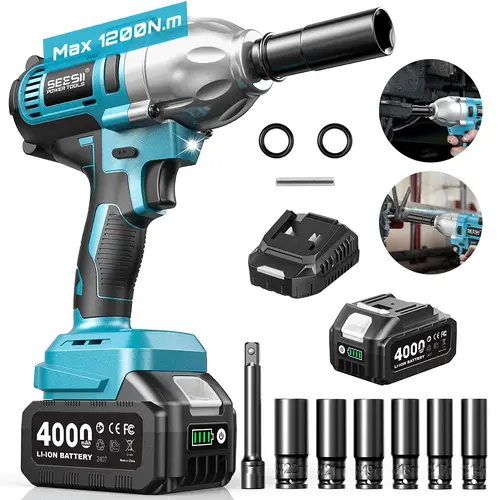SEESII Cordless Impact Wrench Upgraded 1200N.m 1/2", Seesii Cordless Impact Wrench WH710 Pro with One Battery, Six Sockets, Quick-Change Chuck- Heavy Duty Power Tool for Professional Mechanics & DIY Enthusiasts DealsForYouDays