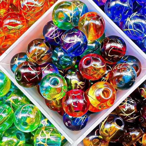 220pcs 8mm Dual Color Striped Round Acrylic Beads, DIY Jewelry Making, Beads for Bracelets, Beads for Crafts, Couple Bracelet Necklace, Unique Phone Chain, Handmade Craft Supplies, Acrylic Beads Mix, Bead Assortment, Synthetic Beads