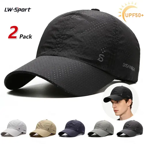 2 Pack Men's UPF 50+ Mesh Breathable Quick Dry Baseball Cap | Sun Safe Outdoor Running Hiking UV Protection Sports Hat | for Men Summer Running Hiking Golf Fishing Daily Wear Sunscreen Leisure Hat Mountaineering Hat Adjustable Sun Cap